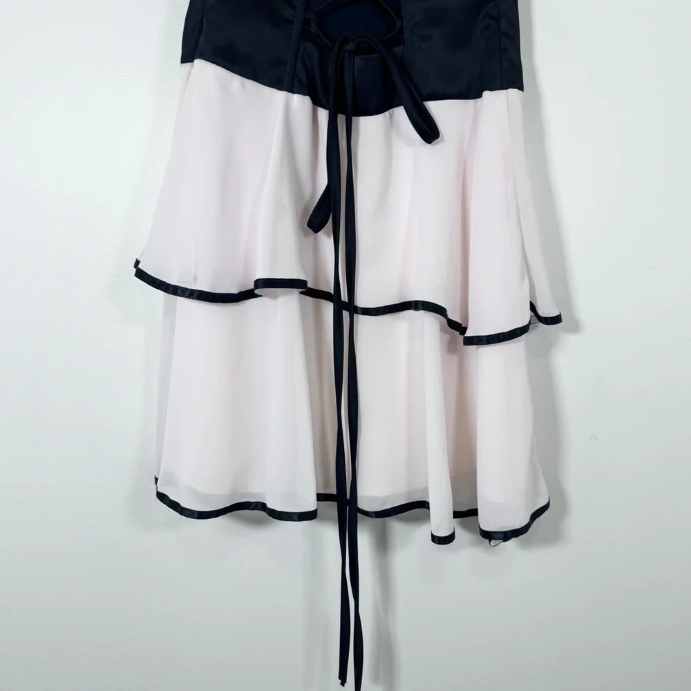 Jessica McClintock - Black and Light Pink Tiered Dress - Picture 7 of 12